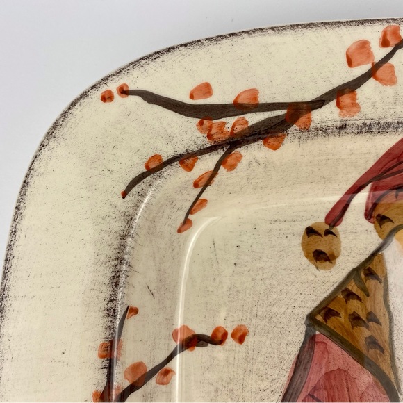 Zrike Yuletide Square Tray, large 15.5" ceramic Christmas serving tray, Italy - Picture 4 of 8